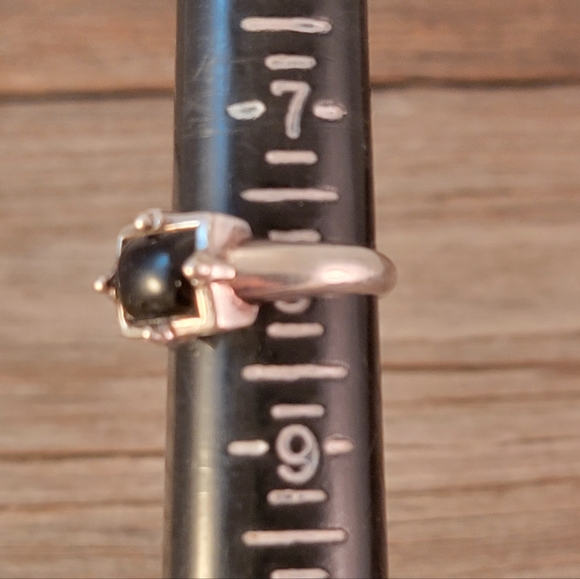 Sterling Rectangle Onyx Side to Side Cabochon Ring - Picture 6 of 9